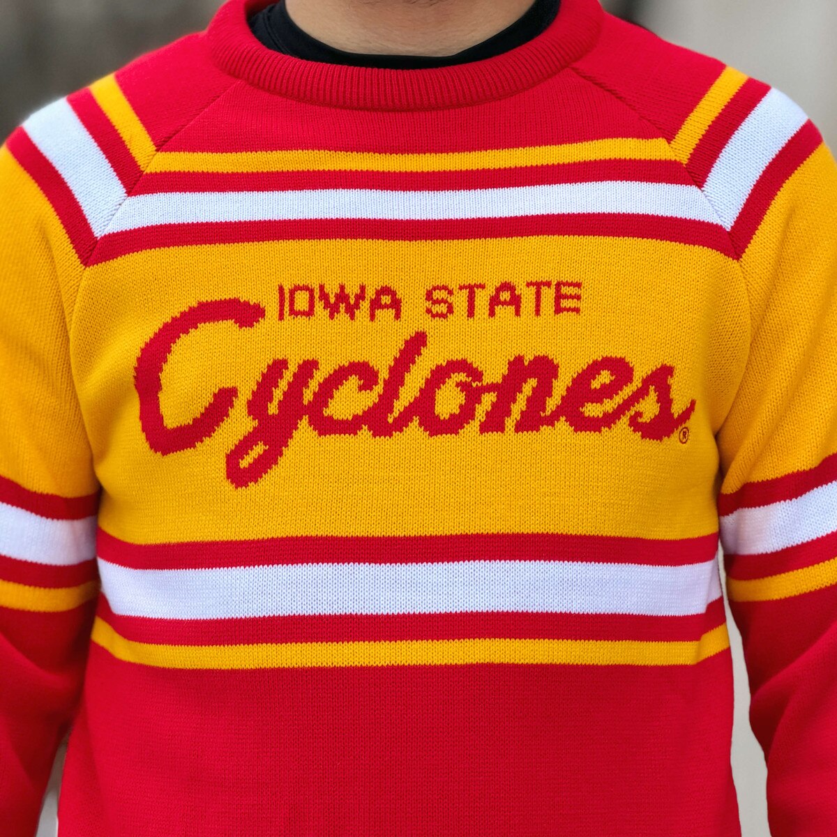 Charlie Hustle Iowa State Cardinal Striped Knit Sweater